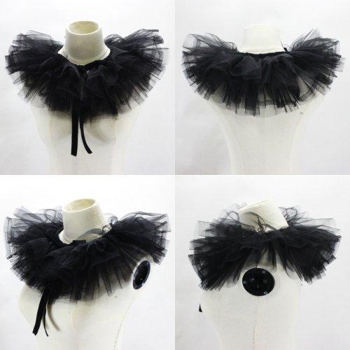 Imagen de Chal de Cuello Falso con Volantes Victoriana de Malla y Tul en Capas – Accesorio Retro Desmontable para Mujer, Ideal para Cosplay y Disfraces