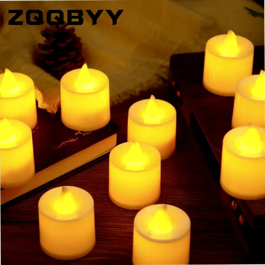 Imagen de Vela LED sin llama de Navidad con batería, interruptor parpadeante, candelitas decorativas para hogar, bodas y luz nocturna alimentada por batería