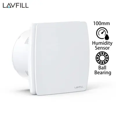 Image de Ventilateur de salle de bain 100mm avec minuterie et capteur d'humidité