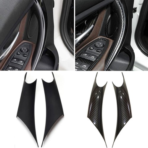 Immagine di Coppia di Pannelli Porta Interni con Maniglia di Presa e Copertura in Nero per BMW Serie 3 e Serie 4 F30 F35 (2012-2018)