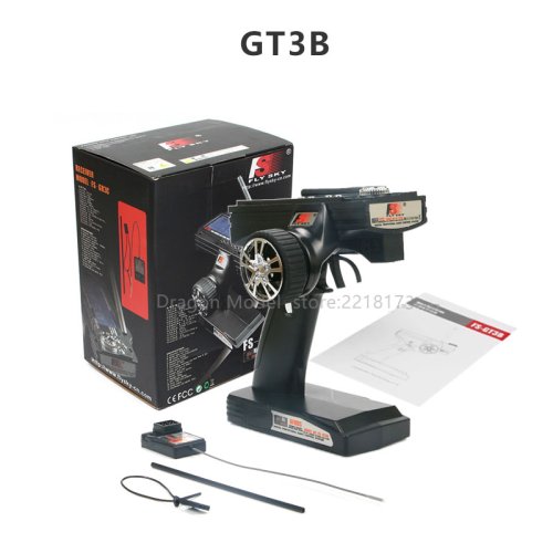 Immagine di FlySky GT3B FS-GT3B Trasmettitore 2.4G 3CH Sistema RC Gun Controller con ricevitore FS GR3E per barca per auto RC con schermo LED