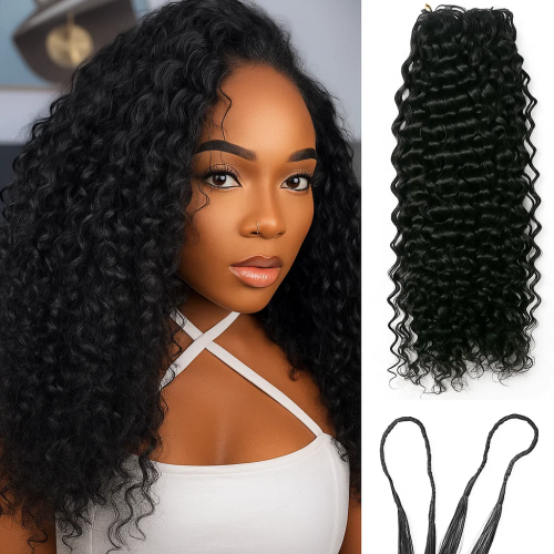 Immagine di Estensioni Capelli Umani Ricci Naturali in Piccoli Spirali con Onda Profonda – Intrecciature Treccia per Donne, Colore Nero Naturale