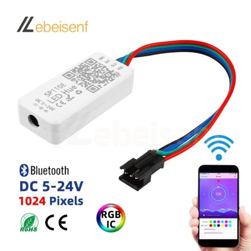 Afbeelding van Bluetooth RGB Controller met Smart App voor 5V, 12V en 24V LED Strip – 1024 Pixel voor WS2811, WS2812B, APA102, SK6812 SPI Adresbare LED Verlichting