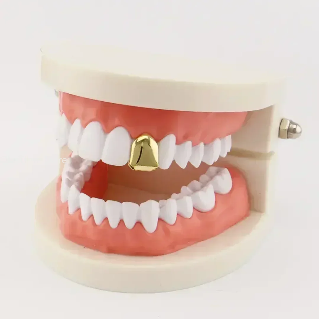 Afbeelding van 2024 Nieuwe Vergulde Hiphop Armband met Gouden Tandengrills – Stijlvolle en Opvallende Accessoire voor Mannen en Vrouwen