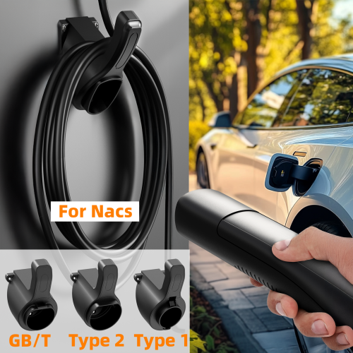 Afbeelding van Draagbare EV Oplaadkabelhouder met Stand voor Tesla NACS, Type 1, Type 2, GB/T - Muurbeugel voor Auto Oplader en Oplaadkabel Organisatie