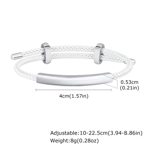 Imagen de Vnox Pulseras de barra de acero inoxidable con palabras de nombre grabadas gratis, brazalete de meta...