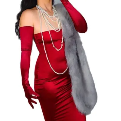 Image de Gants Satinés Extra Longs Rose Magenta - Style Hepburn