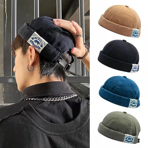 Immagine di Cappello senza Tesa in Cotone: Berretto Estivo Retro per Uomo e Donna, Stile Skullcap Melon, Perfetto per Streetwear e Hip Hop