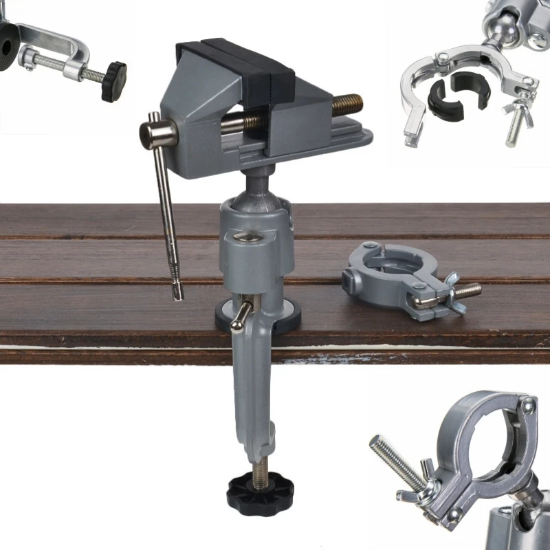 Immagine di Morsa da Tavolo Rotante 360° in Lega di Alluminio Multifunzionale con Supporto per Trapano Elettrico – Morsetto Girevole 2 in 1 per Officina e Lavorazione Metalli