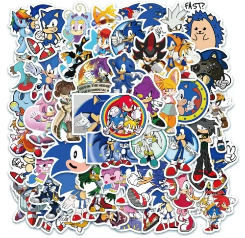 Immagine di 50/100 pezzi adesivi Anime Sonic gioco moto fai da te bagagli da viaggio chitarra skateboard adesivo decalcomania simpatico cartone animato giocattolo per bambini regalo