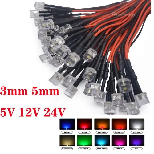 Image de LEDs Pré-Câblées 3mm & 5mm - Rouge & RGB