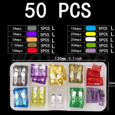 Image de Kit de Fusibles Voiture 50 Pièces - 2A à 35A