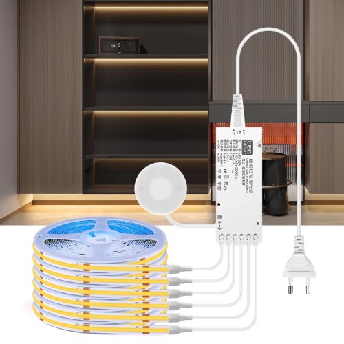 Bild von Smart Touch Dimmbare COB LED Streifen Unter dem Schrank – 1,6 m Lineares Parallelband mit Durchdringbarem Holzschalter, Kalt-, Natur- und Warmweiß