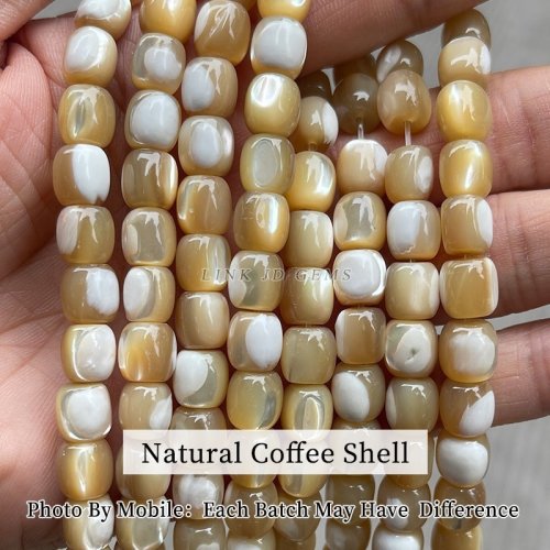 Imagen de Cuentas de concha de Trochus de Color café blanco Natural, cuentas espaciadoras sueltas pulidas en f...