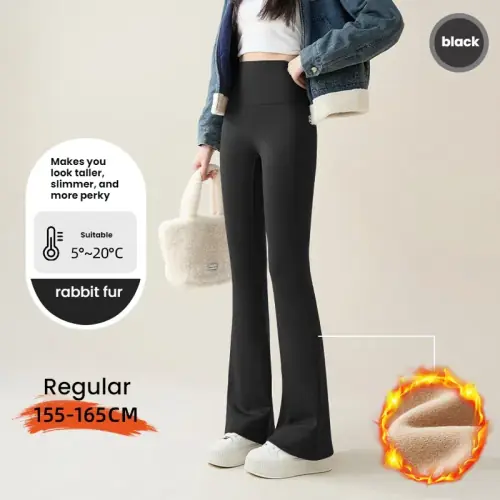 Image de Leggings Évasés Taille Haute Doublure Polaire - Confort Hiver