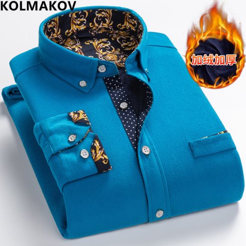 Imagen de Camisa de Manga Larga para Hombre en Pana Informal, Estilo Clásico con Forro Polar Grueso y Cálido, Tallas M a 5XL, Ideal para Otoño e Invierno 2023