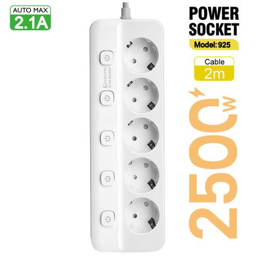 Imagen de Regleta con enchufe europeo, tomas de CA, cable de extensión de enchufe multiap, interruptor de cont...