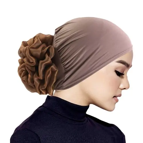 Image de Hijab Turban Élastique à Grande Fleur - Style Élégant & Confortable