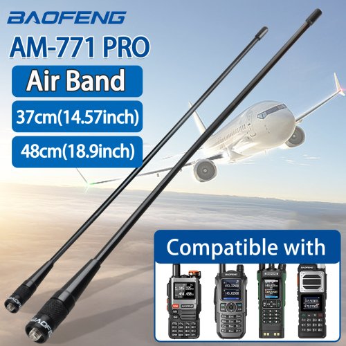 Baofeng Air Band Antenne AM-771 PRO SMA-Vrouwelijke 108-136MHZ Zachte Zweep 37cm/48cm Lange Antenne Met UV-32 AR-5RM Quansheng UV-K5