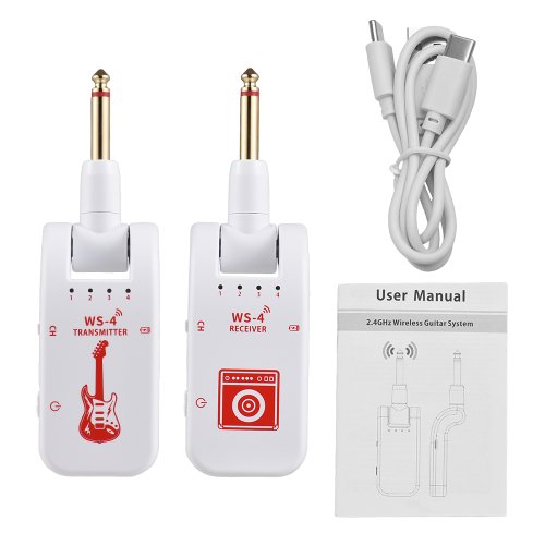 Imagen de Sistema de guitarra inalámbrico de 2,4G, transmisor y receptor para guitarra eléctrica, bajo, transmisión en tiempo Real de 48K/16 bits