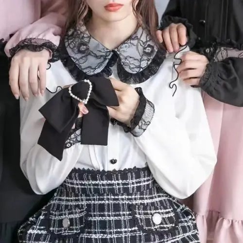 Image de Jupe Lolita Gothique à Carreaux - Style Kawaii & Dentelle