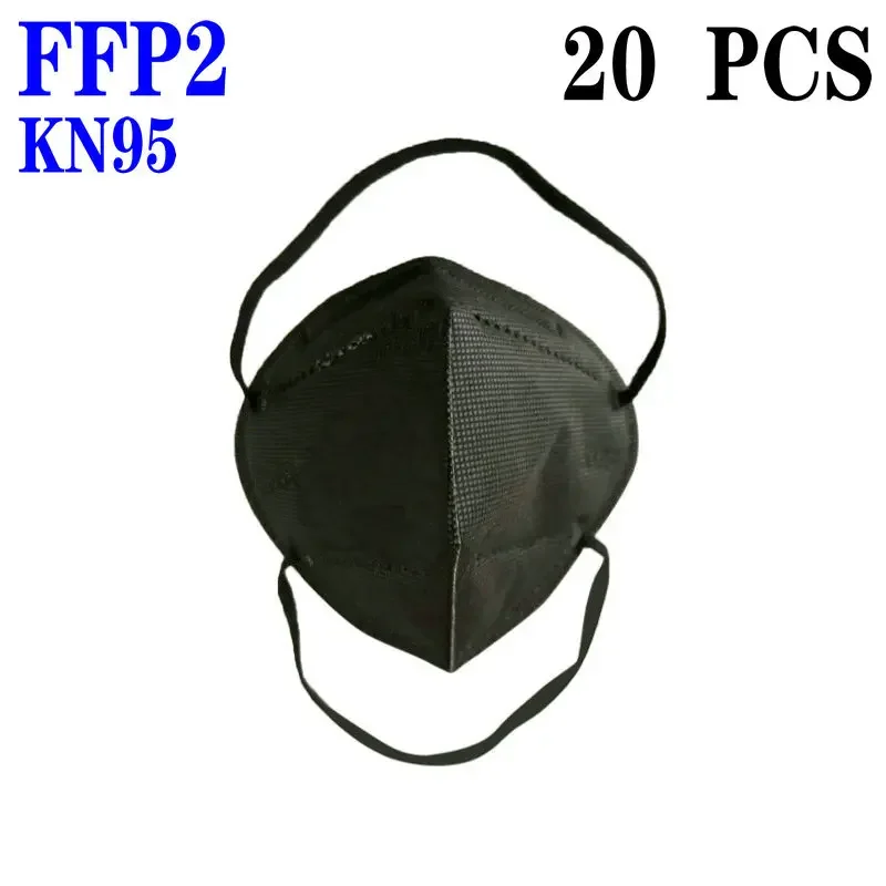 Afbeelding van Zwarte & Witte FFP2 KN95 Masker met Hoofdband – 5 Lagen Bescherming