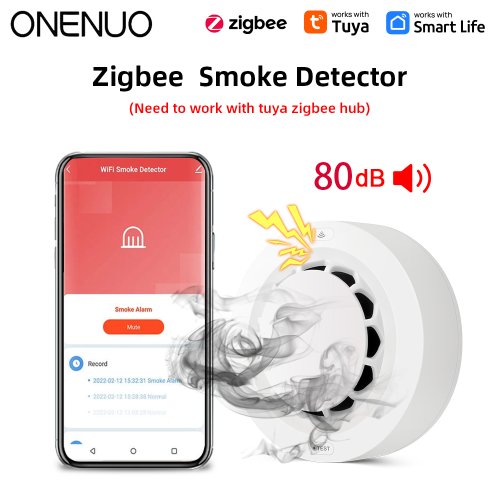 Imagen de Detector de Humo Inteligente con Conexión Zigbee y Control por Aplicación Smart Life para Seguridad Doméstica