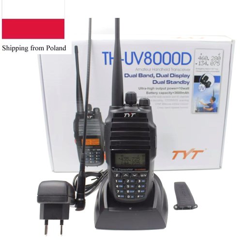 Zdjęcie Ręczny Radiotelefon TYT TH-UV8000D Dwuzakresowy 136–174 MHz i 400–520 MHz z Baterią 3600 mAh, Moc 10 W – Profesjonalny Nadajnik-Odbiornik UHF/VHF