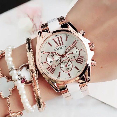 Image of Elegant Luxury Quartz Watch for Women with Stainless Steel Bracelet – Fashionable and Durable Timepiece for Everyday Style