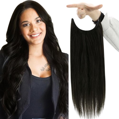 Image of Natural Blonde Remy Human Hair Extensions with Invisible Fishing Wire – Straight, Clip-In, 100% Human Hair for Seamless Volume and Length