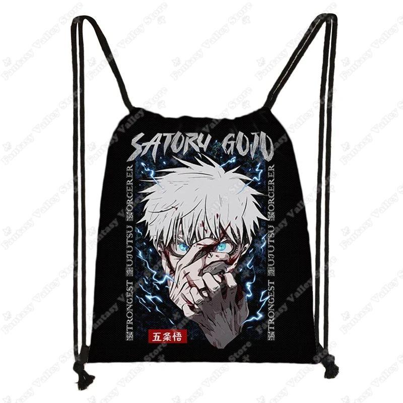 Imagen de Mochilas de Anime Jujutsu Kaisen Gojo Satoru Yuji Itadori, bolso con cordón, bolsas de almacenamient...