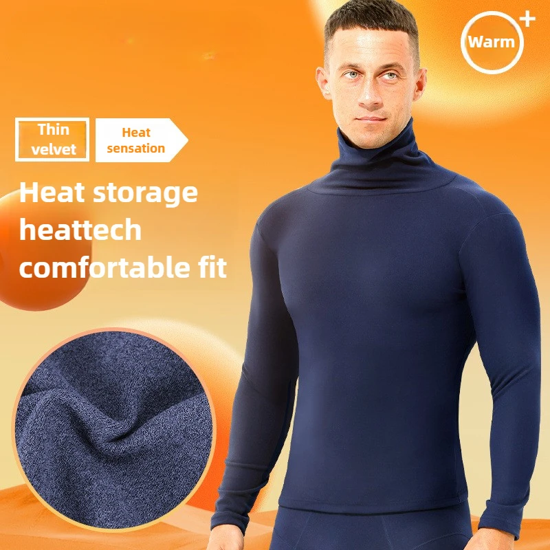 Afbeelding van Herenshirt met schildpadhals van fleece thermisch ondergoed, nauwsluitend en warm, met lange mouwen voor optimale thermische bescherming