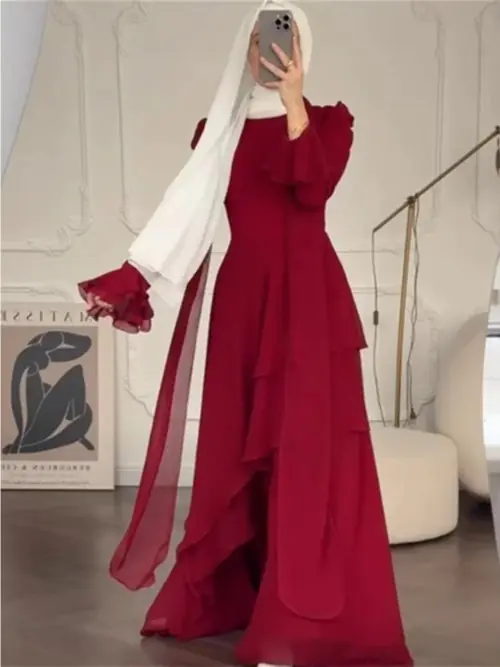 Image de Abaya élégante Eid 2025 - Robe longue femme musulmane