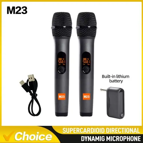 Image de Microphone Sans Fil UHF 2 Canaux M23 - Idéal pour Karaoké, Fêtes & DJ
