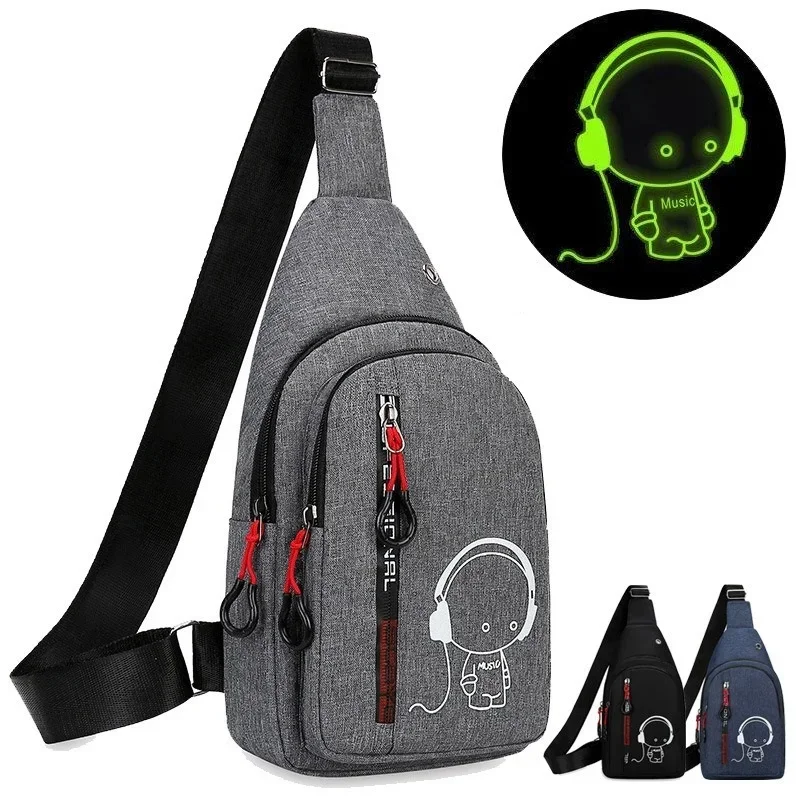 Image de Sac de Poitrine Lumineux Homme - Petit Sac Bandoulière Multicouche