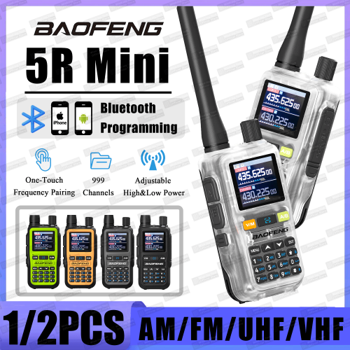Immagine di 1/2PCS Baofeng 5R Mini Walkie Talkie Multi Bande Doppio Orologio Doppio PTT Bluetooth Programmazione Tipo-C Martinetti Radio Portatile Aggiornamento 5R