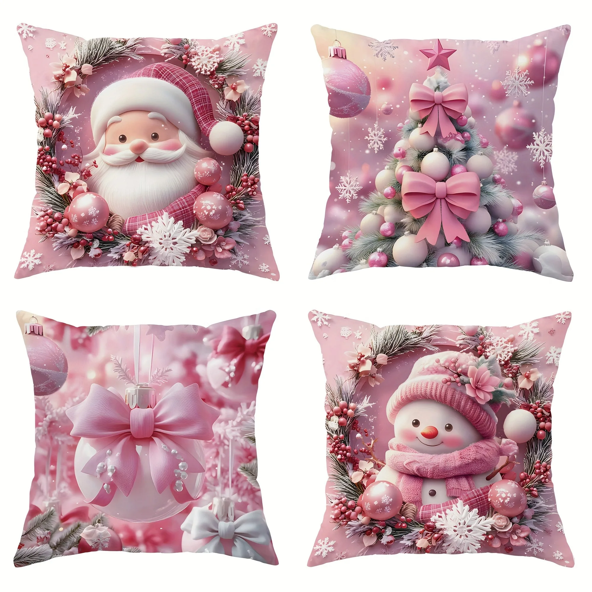 Afbeelding van Leuke Kerstman en Sneeuwpop Kussensloop - Feestelijke Kerstmis en Nieuwjaar Decoratie voor Woonkamer, Bank of Thuis