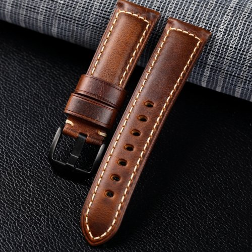 Zdjęcie Pasek ze skóry cielęcej 20 mm i 22 mm do Huawei Watch GT 4, GT 3, 46 mm, Amazfit GTR oraz zegarków Samsung Galaxy Watch 6 i 5 – elegancki, wygodny i trwały akcesorium