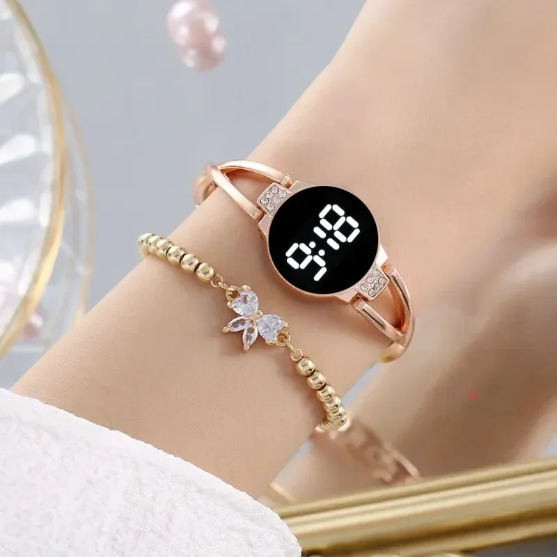 Imagen de Reloj LED de Moda para Mujer con Pantalla Táctil, Banda de Acero Inoxidable, Reloj de Pulsera Electrónico con Diseño Minimalista y Estilo Moderno