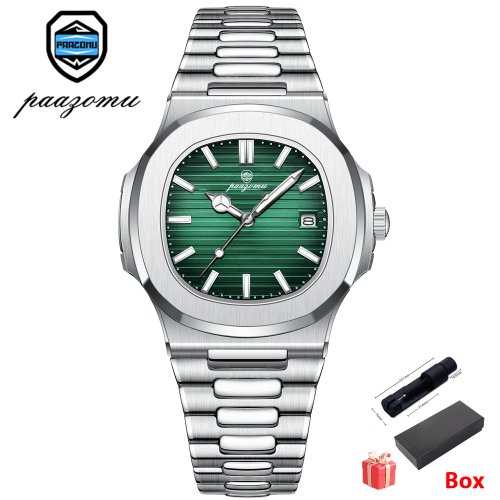 Imagen de Reloj de lujo PAAZOMU, reloj de negocios resistente al agua para hombre, reloj luminoso con fecha de...