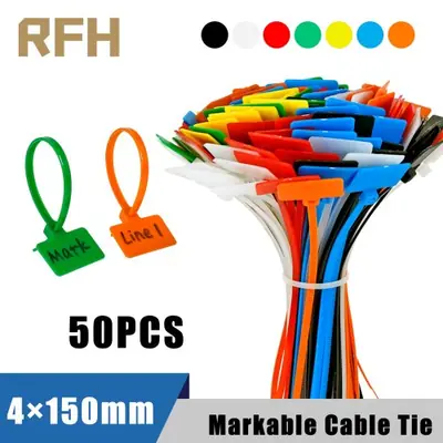 Image de Attaches de Câble Nylon avec Étiquettes - 50 pcs