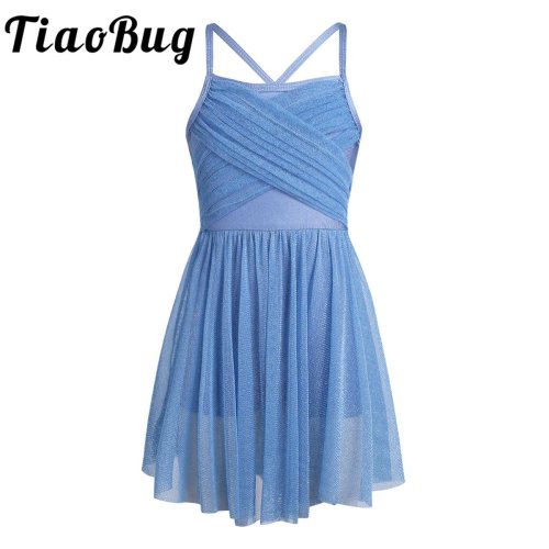 Bild von Kinder Mädchen Ballett Tanz Kleid Glitzer Tüll Mesh Ballett Tutu Dancewear Gymnastik Trikot Lyrical Modern Dance Party Kostüme