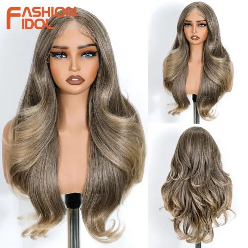 Image de Perruque Dentelle Avant Ondulée 24 Pouces - Blonde Ombré