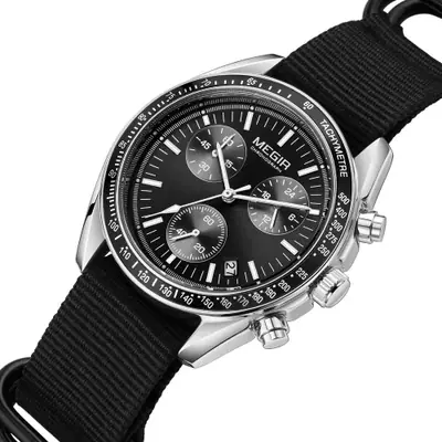 Image de Montre Homme Sport Luxe - Chronographe Étanche avec Bracelet Tissé