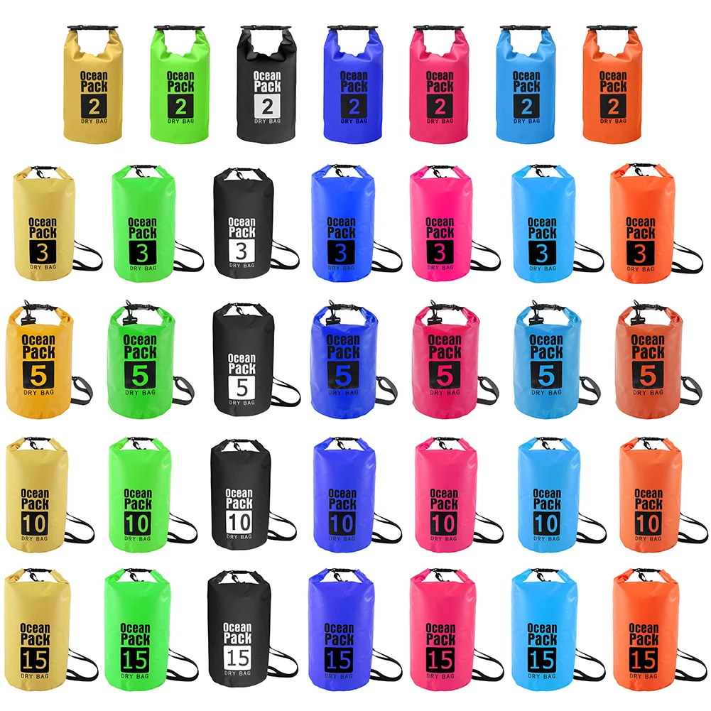 Bild von Wasserdichte Packsack aus PVC – 2L, 3L, 5L und 10L für Schwimmen, Rafting, Kajak, Fluss-Trekking und Segelboote