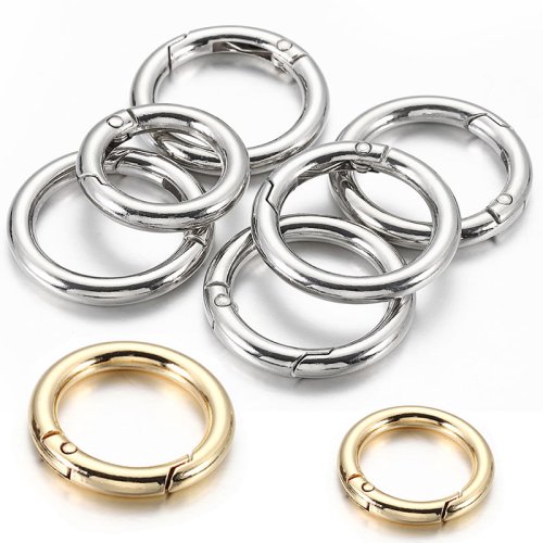 Immagine di 5 pezzi portachiavi con chiusura a molla rotonda anello KC color oro apribile moschettone gancio fibbia connettore per creazione di gioielli accessori per borse