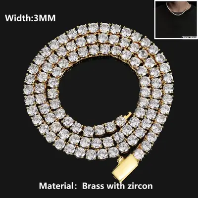 Image de Collier Tennis Glacé Zircone Cubique - Plaqué Or 18K