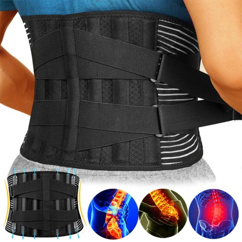 Imagen de Cinturón de soporte Lumbar ajustable, corsé ortopédico de cintura doble para tirar hacia atrás, descompresión de la columna vertebral, alivio del dolor de espalda, apretar el Abdomen