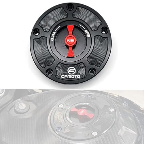 Immagine di Tappo Serbatoio Carburante in Alluminio CNC per CFMOTO 800MT, 650NK, 400GT, 400NK, 450NK, 250NK, 450SR, 250SR – Copertura Keyless con Finitura Premium