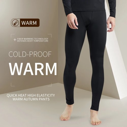Immagine di Intimo termico invernale da uomo Pantaloni a compressione in pile Resta caldo e confortevole durante le attività sportive e da corsa